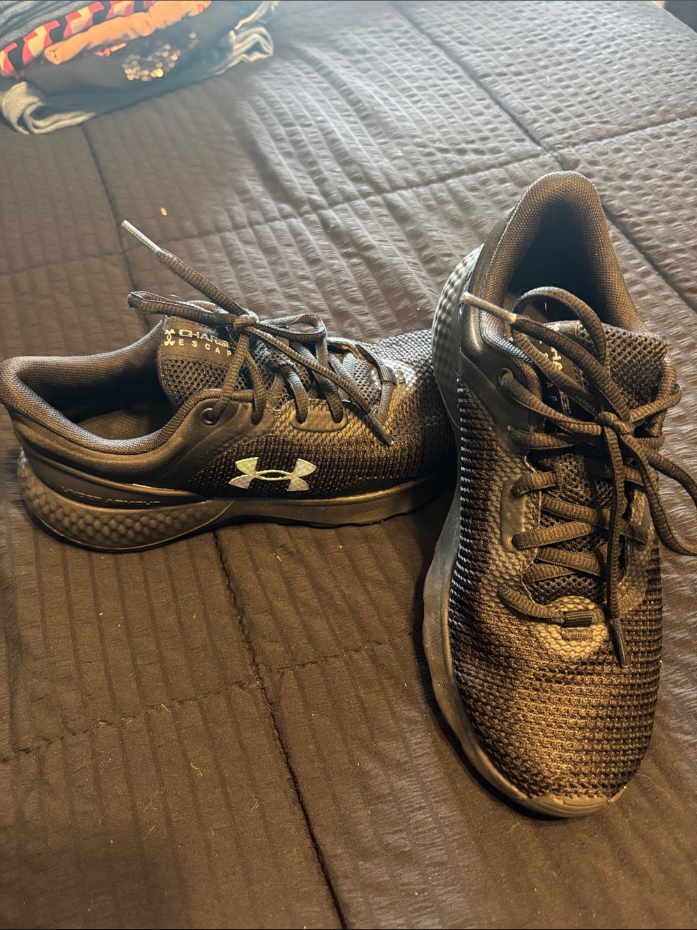 Under Armour Men's Black Athletic Training Shoes with Subtle Green Logo